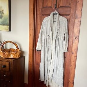 Free people Cozy Gray Long Cardigan/Robe
